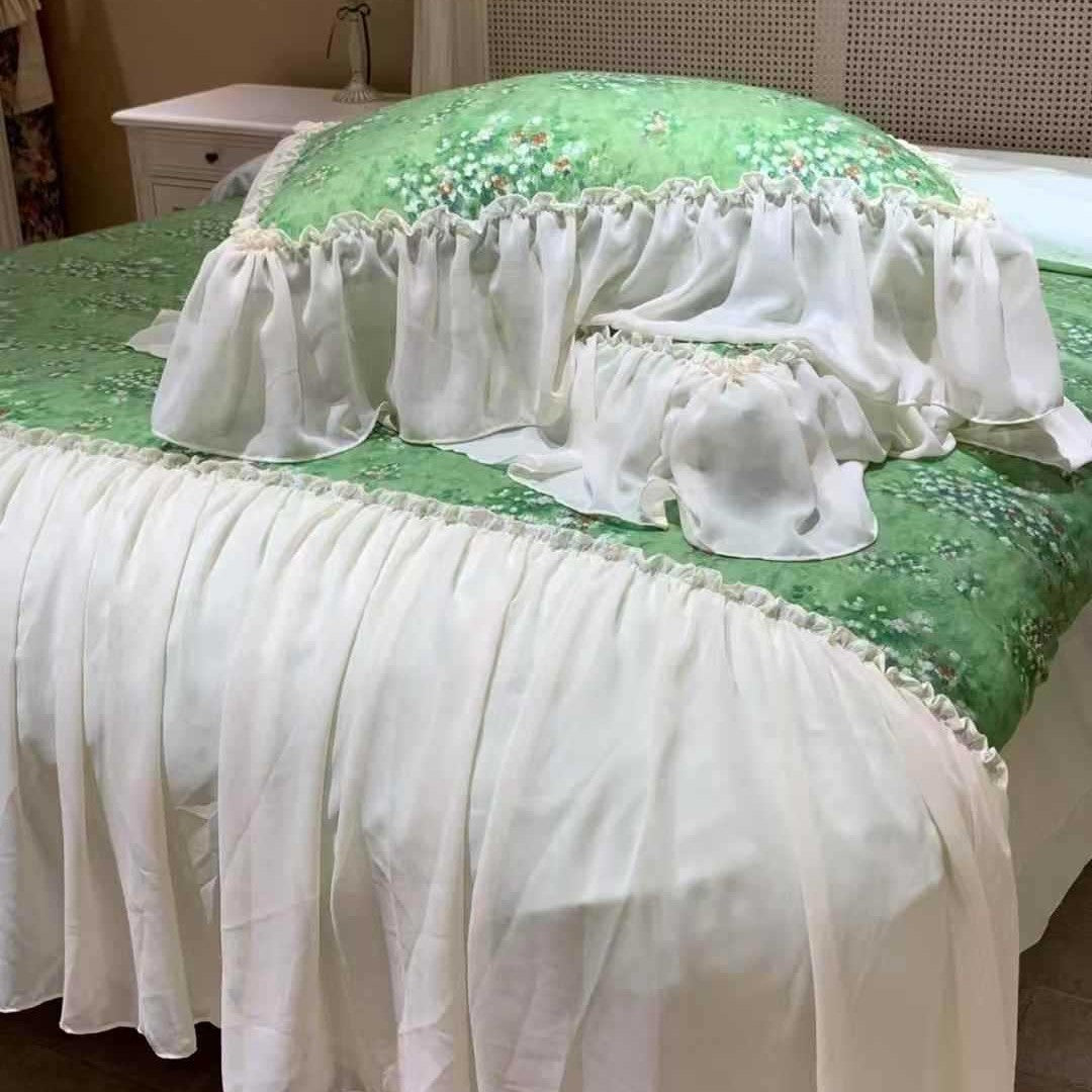 Floral Ruffled Duvet Cover Set with Pillow Shams