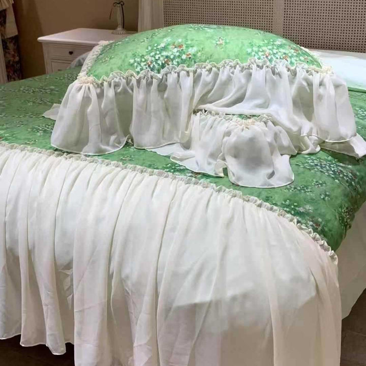 Floral Ruffled Duvet Cover Set with Pillow Shams