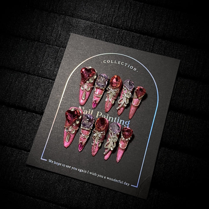 Glamorous Rhinestone-Accented Press-On Nail Set