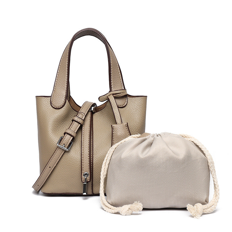 Dual-Compartment Textured Leather Tote Bag Stornfield