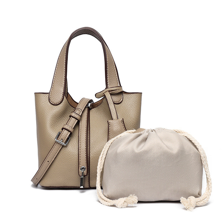 Dual-Compartment Textured Leather Tote Bag Stornfield