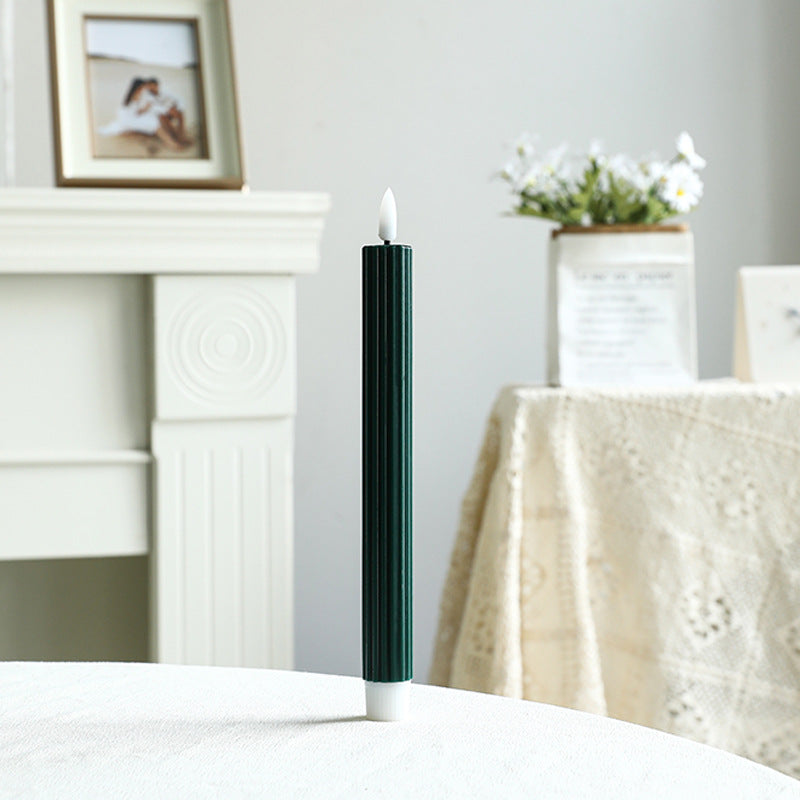 Tall Ribbed Taper Candle with Silicone Stabilizing Base