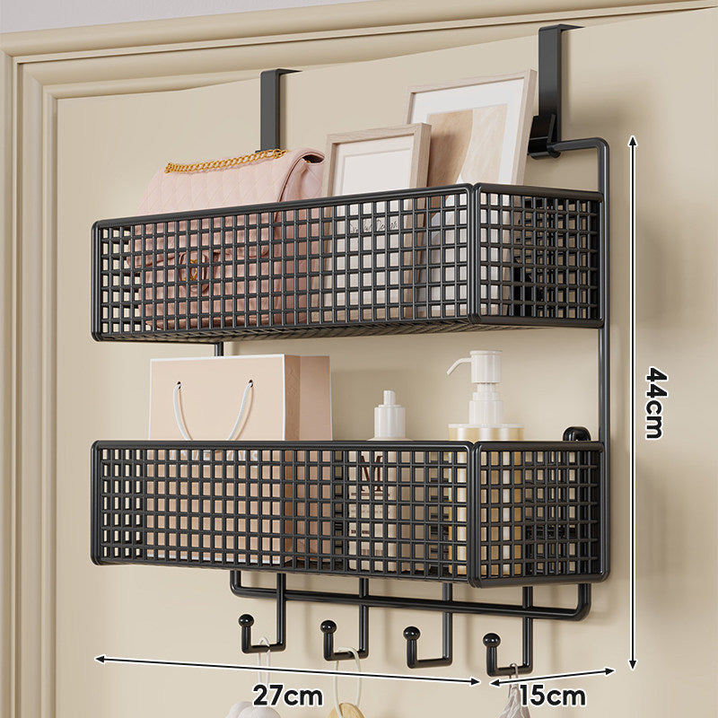 Over-Door Double-Tier Grid Hanging Storage Basket