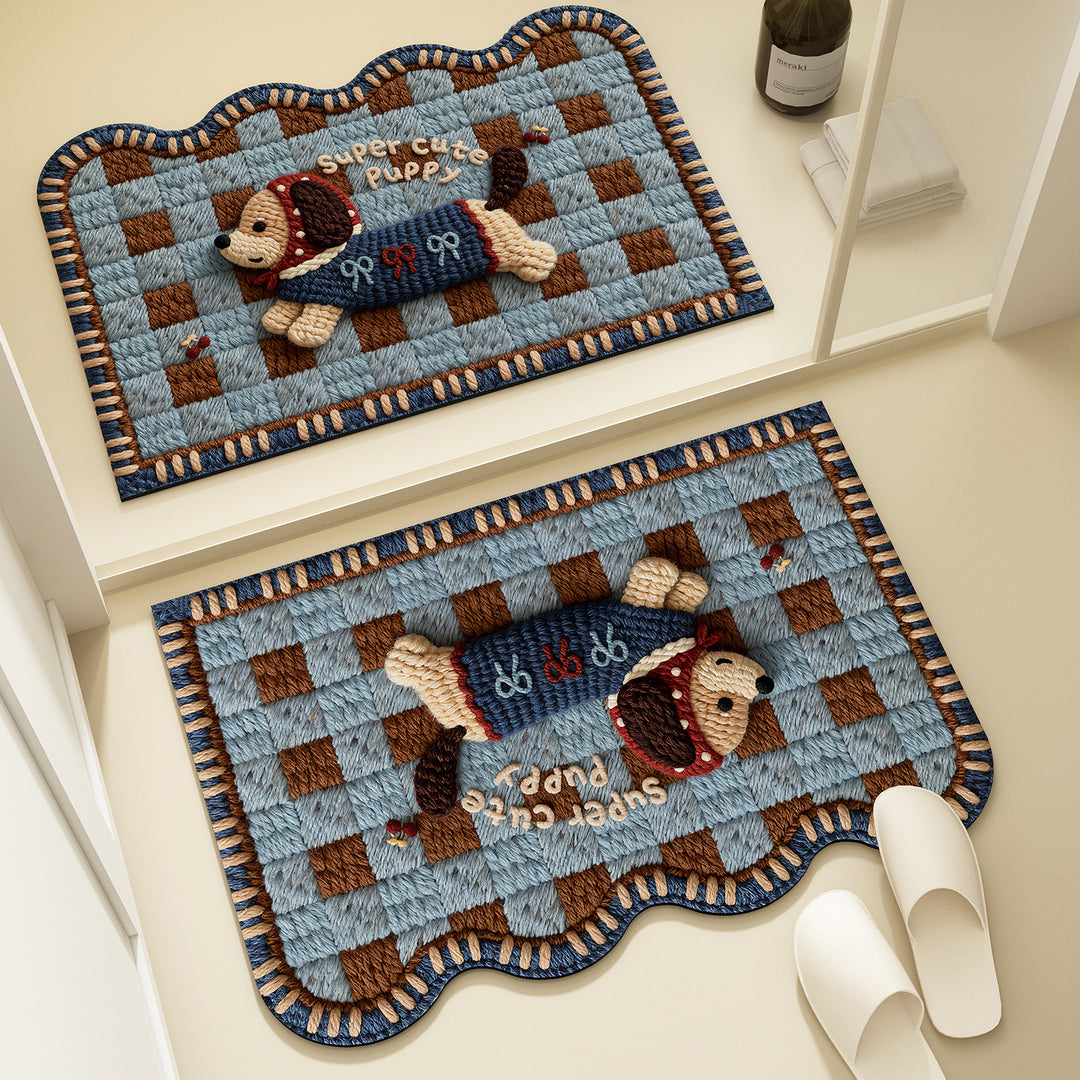 Bear-Shaped Plush Bath Mat for Bathroom