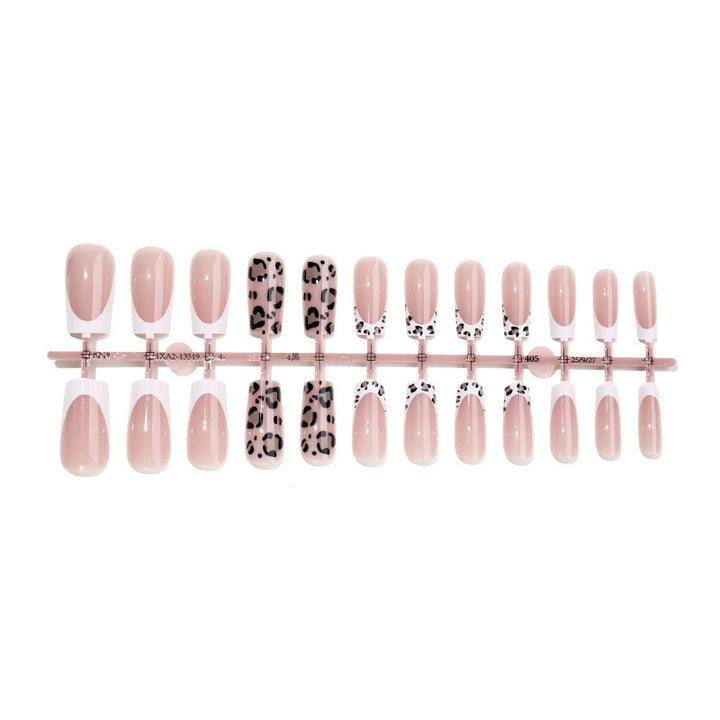 Artificial nail set with elegant flower and leopard design Stornfield