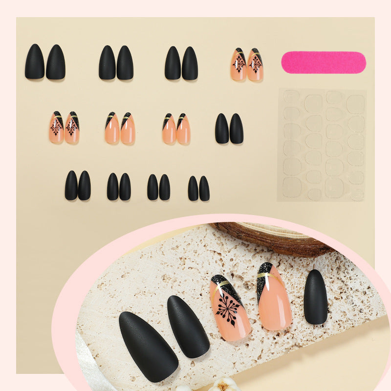 Artistic Matte Press-On Nail Set with Unique Floral Patterns Stornfield