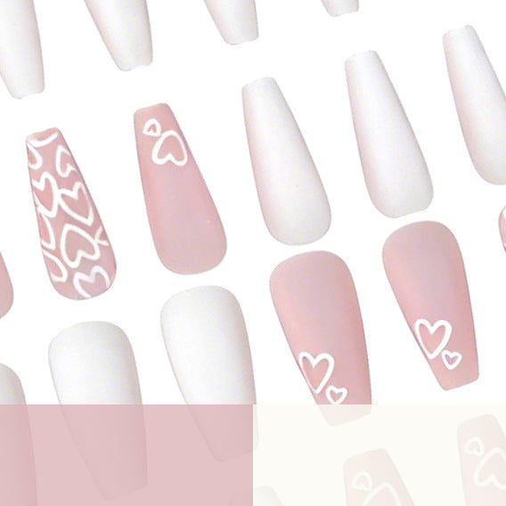 Heart-Embellished Gel Nail Art Extensions Stornfield