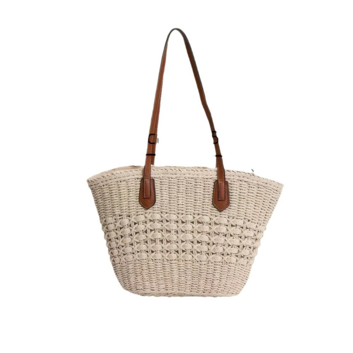 Handbag with Woven Design and Leather Handles Stornfield