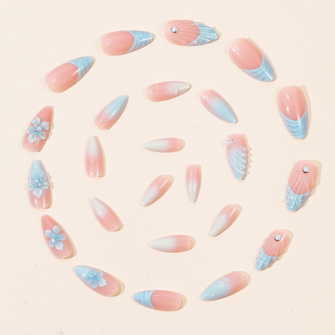 Floral Sculpted Acrylic Nail Art Extensions Stornfield