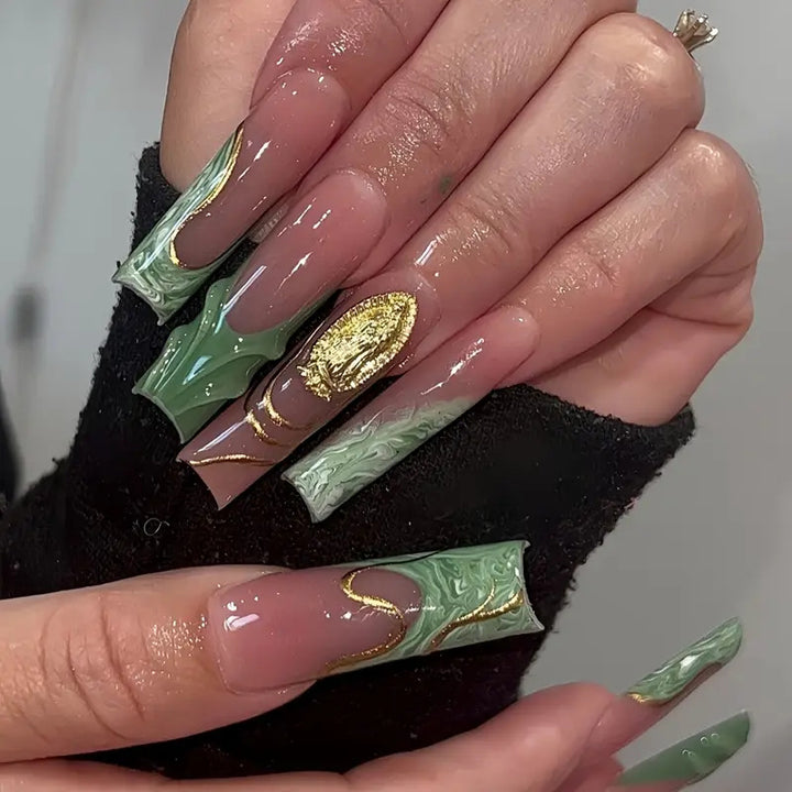 Luxe Marbled Press-On Nail Art Stornfield