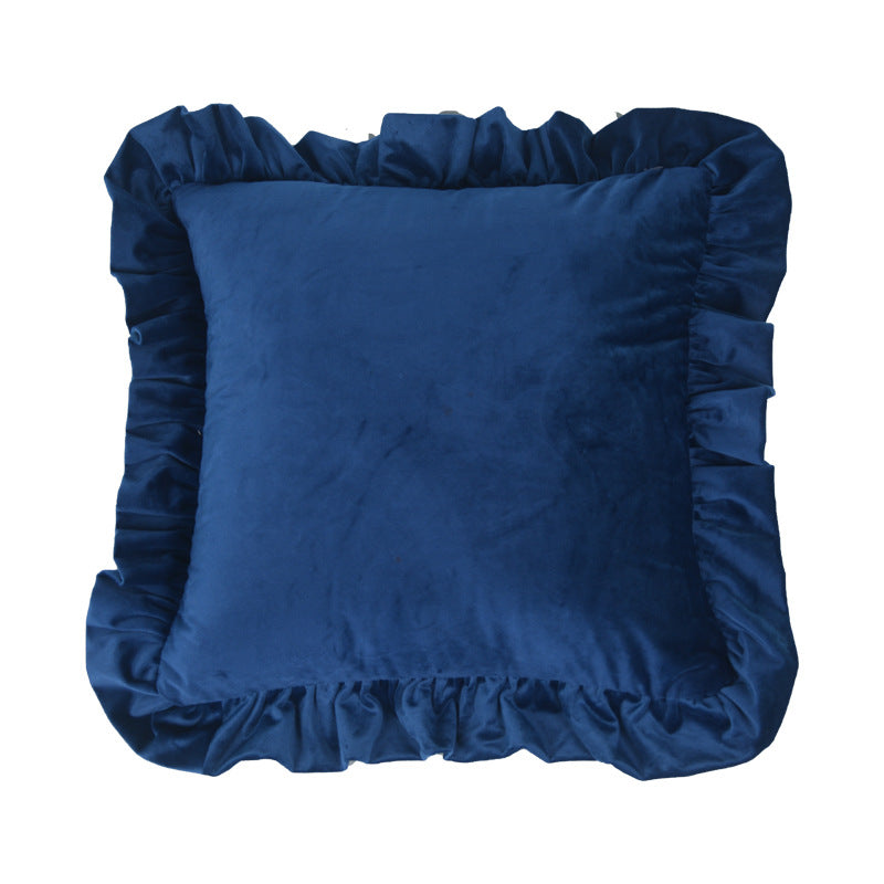 Plush Velvet Ruffled Rectangular Pillow Sham with Hidden Zipper