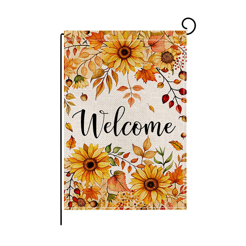 Outdoor Decorative Garden Flag Double-Sided Burlap-Texture Cardinal Welcome Banner