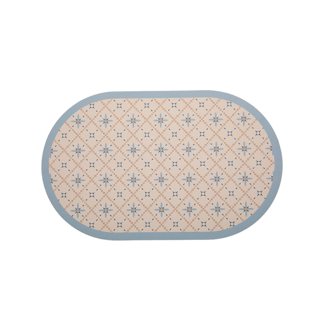 Oval wipeable placemat with embossed tulip pattern and non-slip underside Stornfield