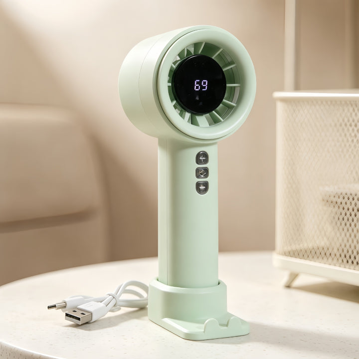 Women High-Performance Hand Fan with Digital Speed Display Stornfield