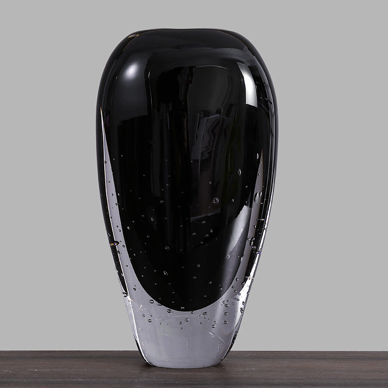 Handblown Encased-Bubble Sculptural Glass Vase Stornfield