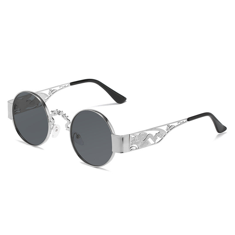 Women's artistic round sunglasses with elegant filigree frame Stornfield