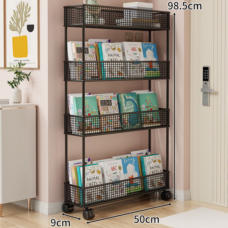 Freestanding Mesh Four-Tier Book and Toy Storage Shelf