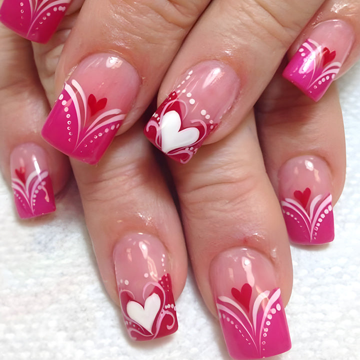Heart-Embellished Press-On Nail Art Stornfield