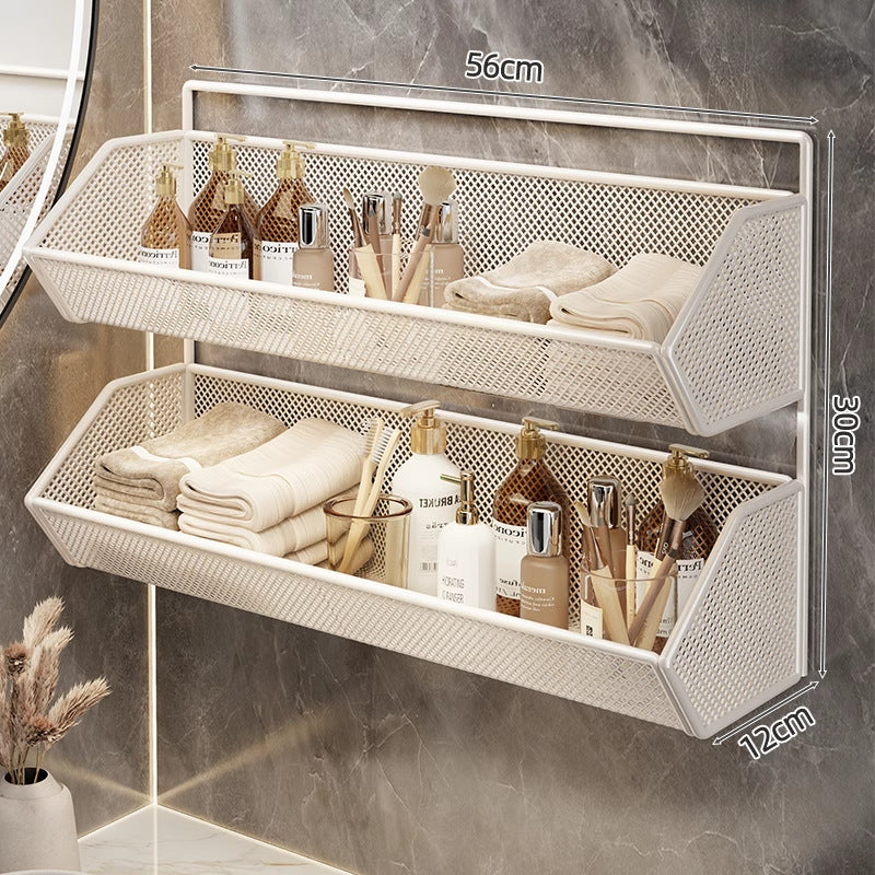 Wall-Mounted Mesh Bathroom Organizer Shelf