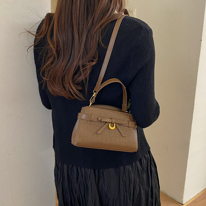 Crocodile-Textured Mini Handbag
