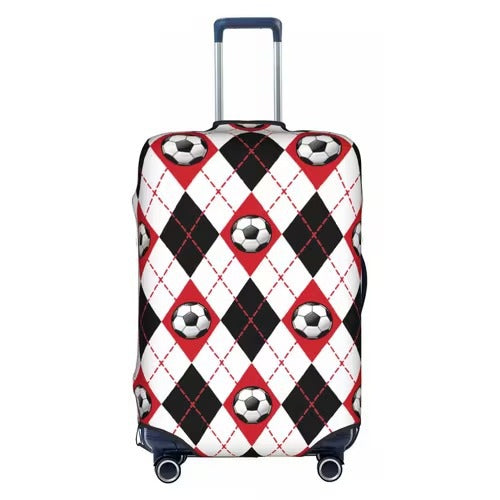 Unisex nan elastic luggage cover with football argyle pattern, tear-resistant stretch cover for trolley with handle and wheel openings Stornfield
