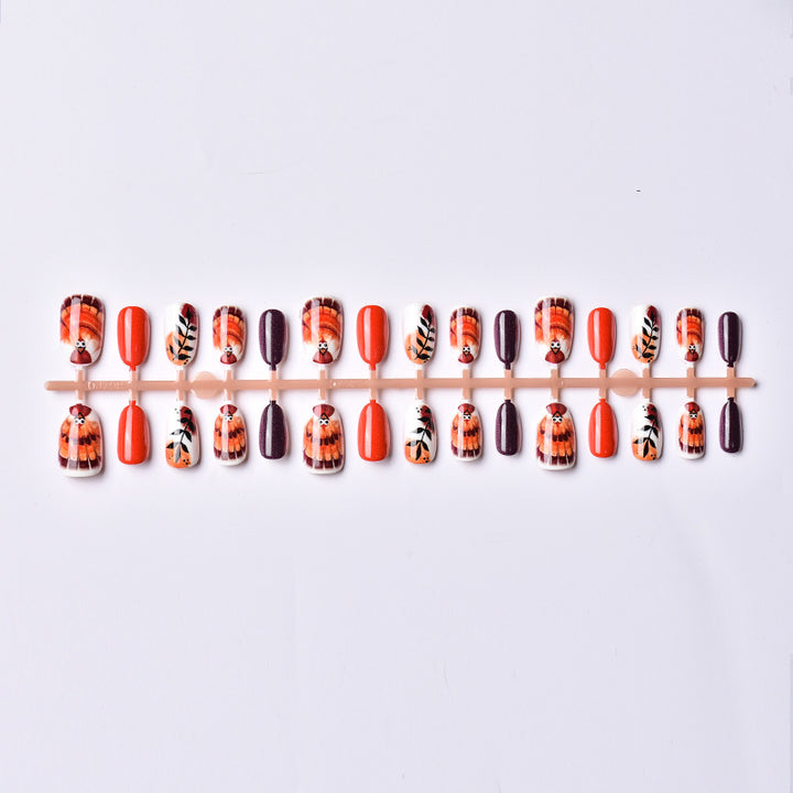 Fall-Themed Decorative Press-On Nail Art Set Stornfield