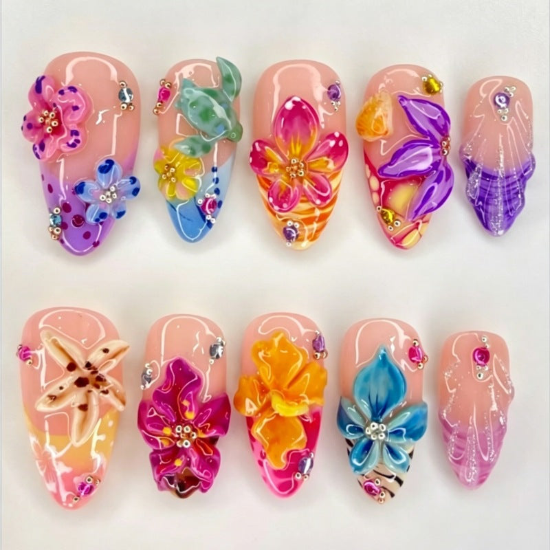 Creative Floral Embellished Press-On Nail Collection Stornfield