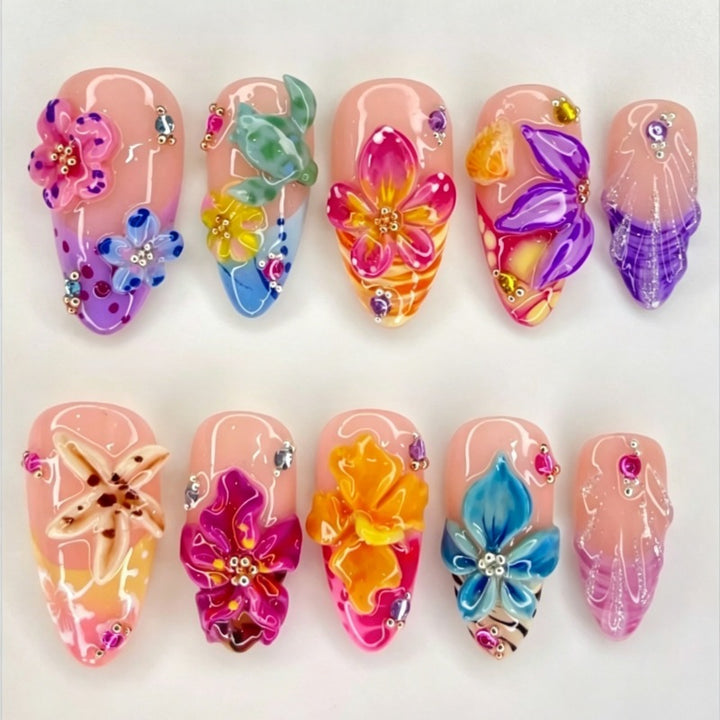 Creative Floral Embellished Press-On Nail Collection Stornfield