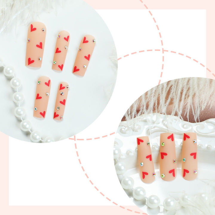 Decorative Heart Pattern Press-On Nails Kit Stornfield