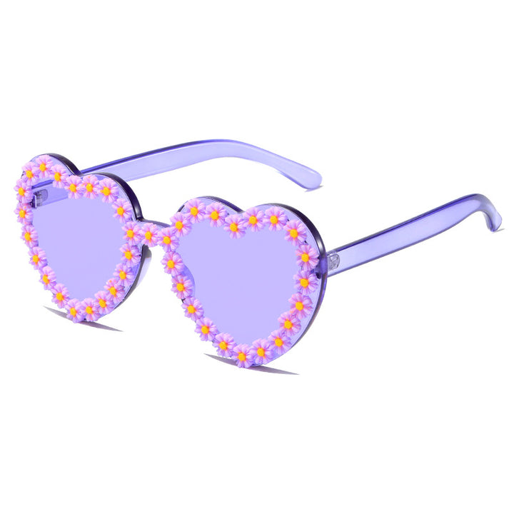 Ladies Love-Shaped Sunglasses with Floral Embellishments Stornfield