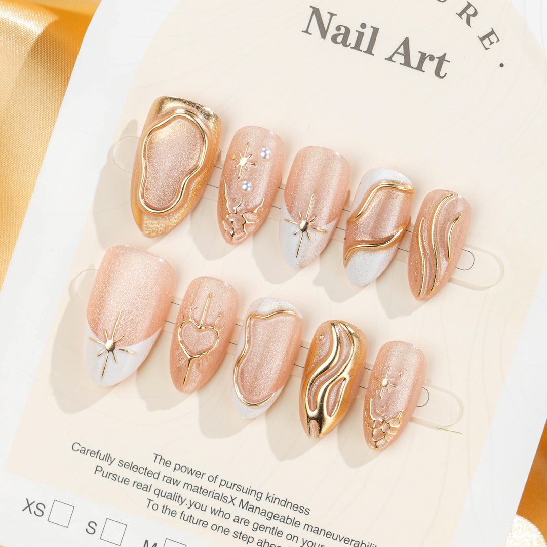 Artistic 3D Nail Tips with Glitter and Bead Decoration Stornfield