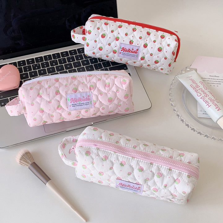 Strawberry Print Quilted Pencil Case Stornfield