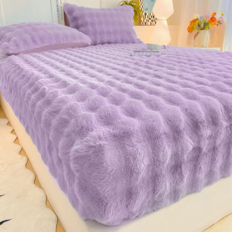 Plush Textured Furry Bedspread