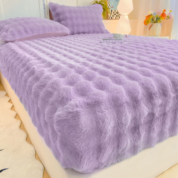 Plush Textured Furry Bedspread