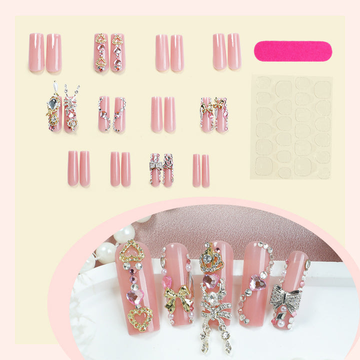 Decorative Press-On Nail Art Set with Glamorous Gem Accents Stornfield