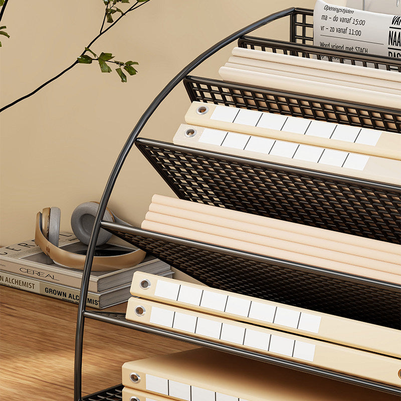 Multi-Tier Angled Metal Mesh Desktop File and Folder Organizer