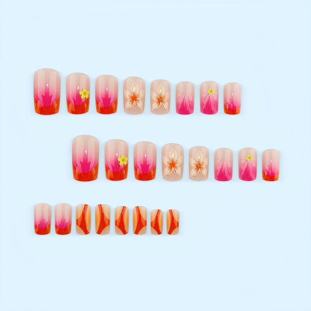 Creative Nail Art Set with Floral and Ombre Designs Stornfield
