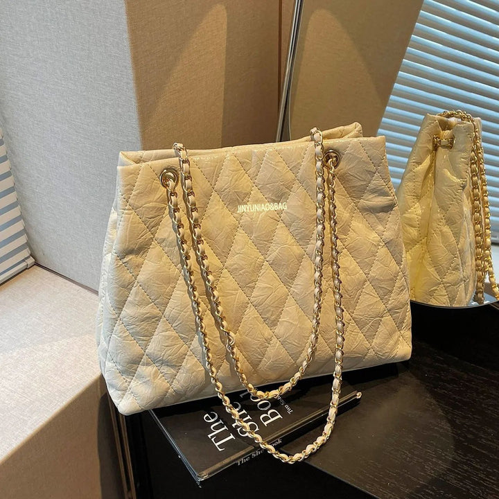 Quilted Chain-Detail Tote Bag Stornfield
