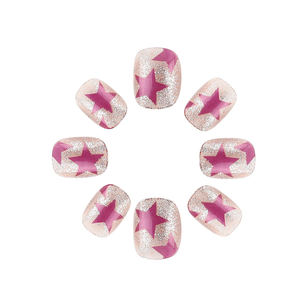 Artistic Press-On Nails with Star and Glitter Design Stornfield