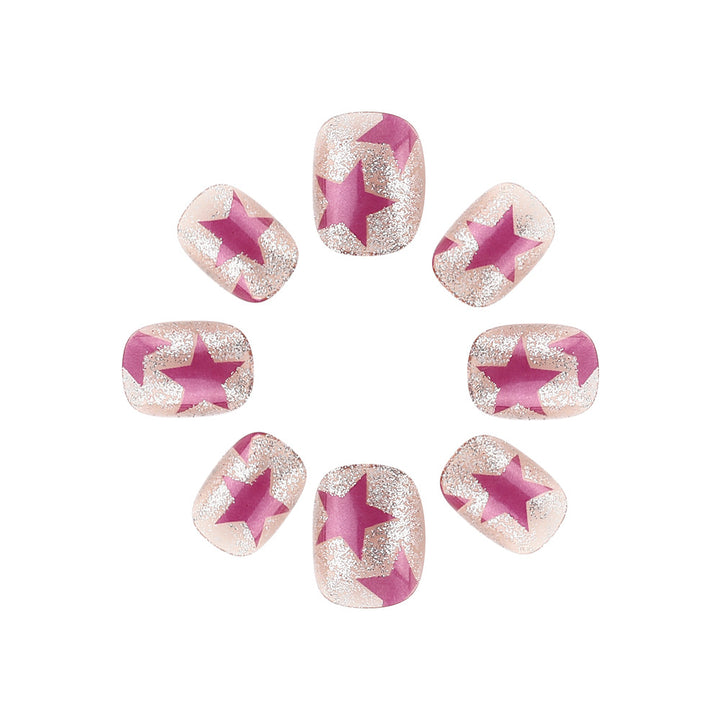 Artistic Press-On Nails with Star and Glitter Design Stornfield