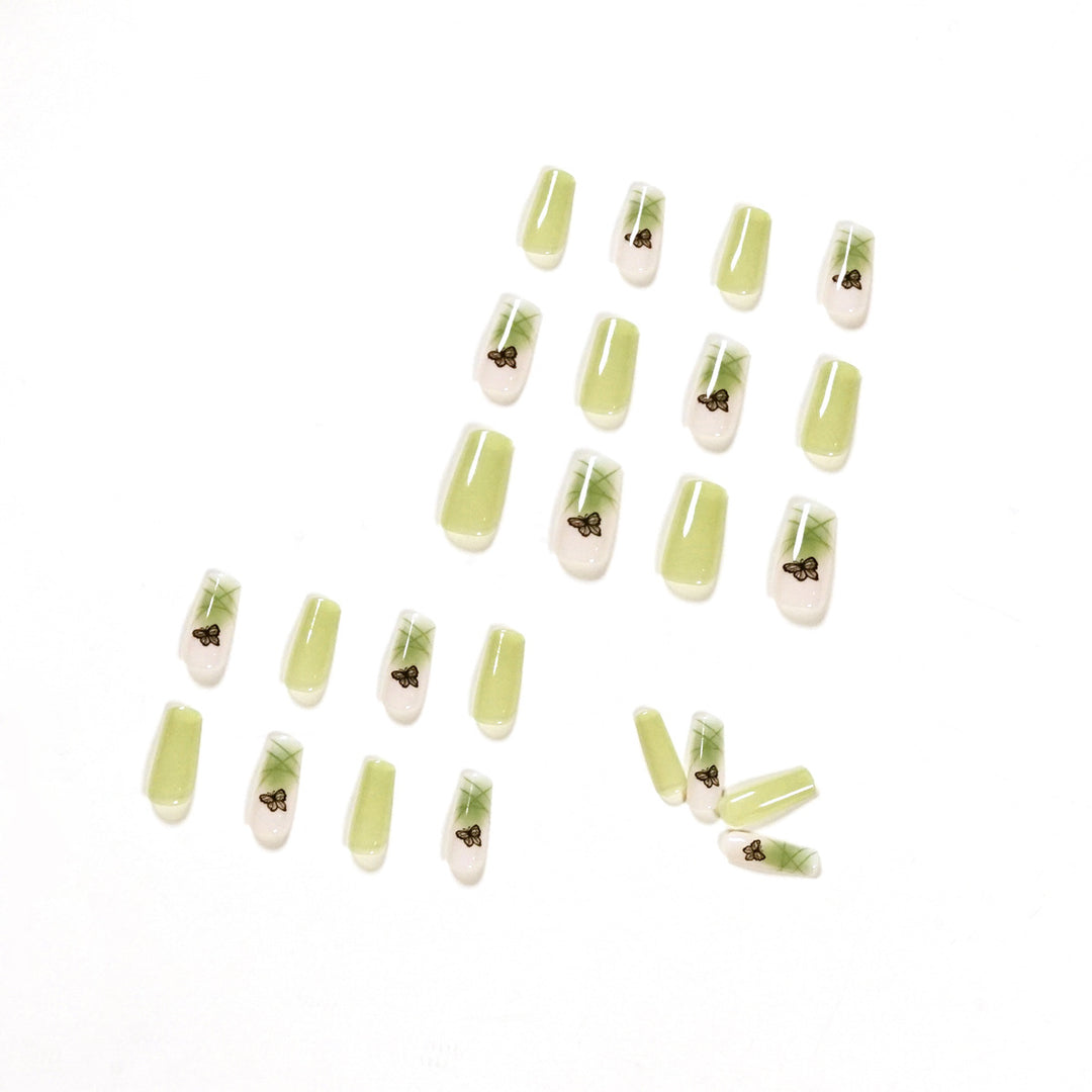 Artificial nail extensions with elegant butterfly design Stornfield