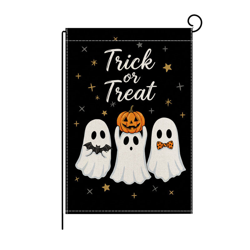 Heavy-Duty Halloween Spun-Polyester Decorative Yard Flag with Playful Ghosts and Jack-o'-Lanterns