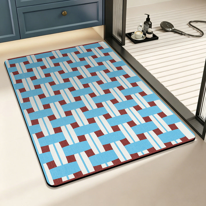 Geometric Checkered Floor Mat
