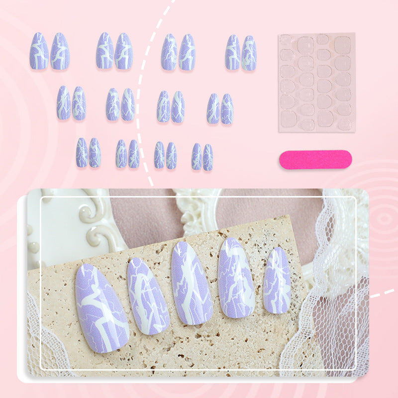 Artistic Press-On Nail Art Set with Lightning Design Stornfield