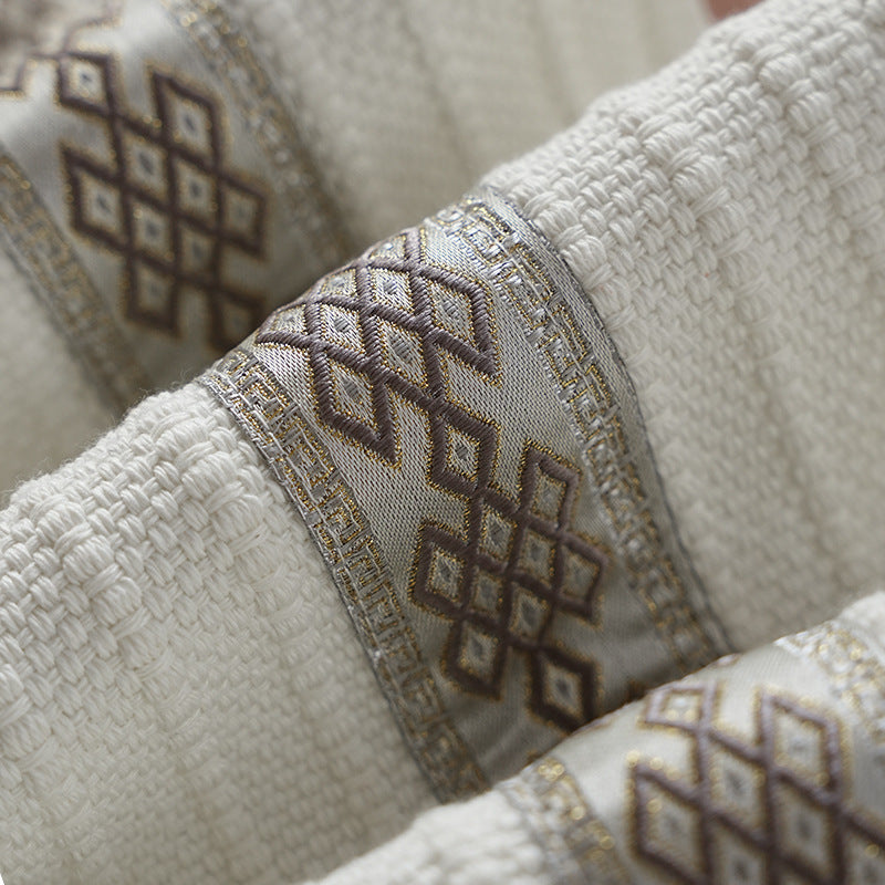 Woven table runner made of cotton blend with textured waffle weave and contrasting center strip Stornfield