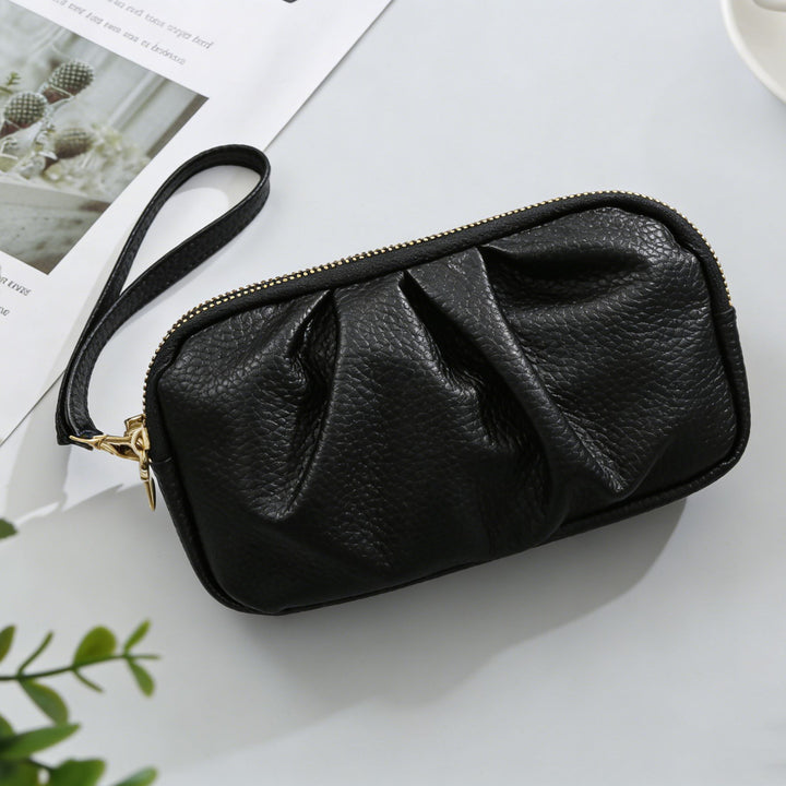 Textured Leather Zip Clutch Wallet Stornfield