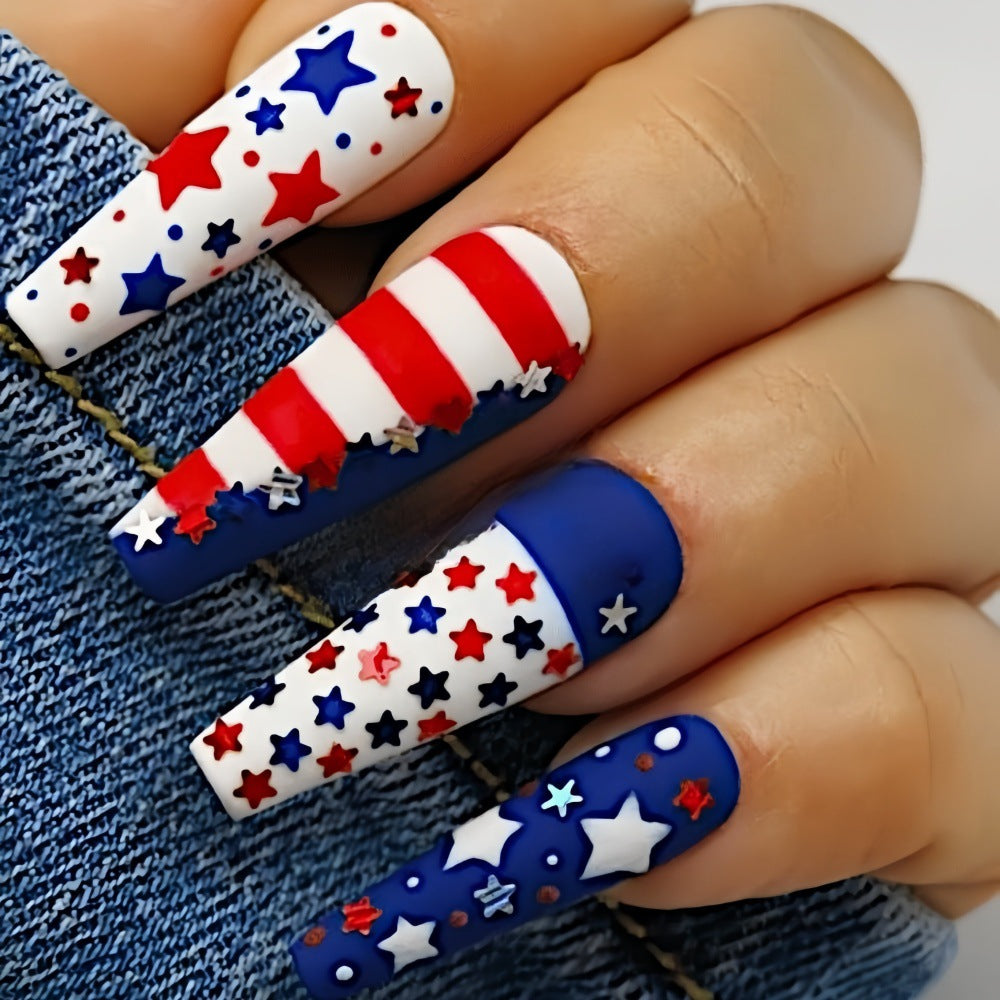Artificial nails with patriotic star design Stornfield