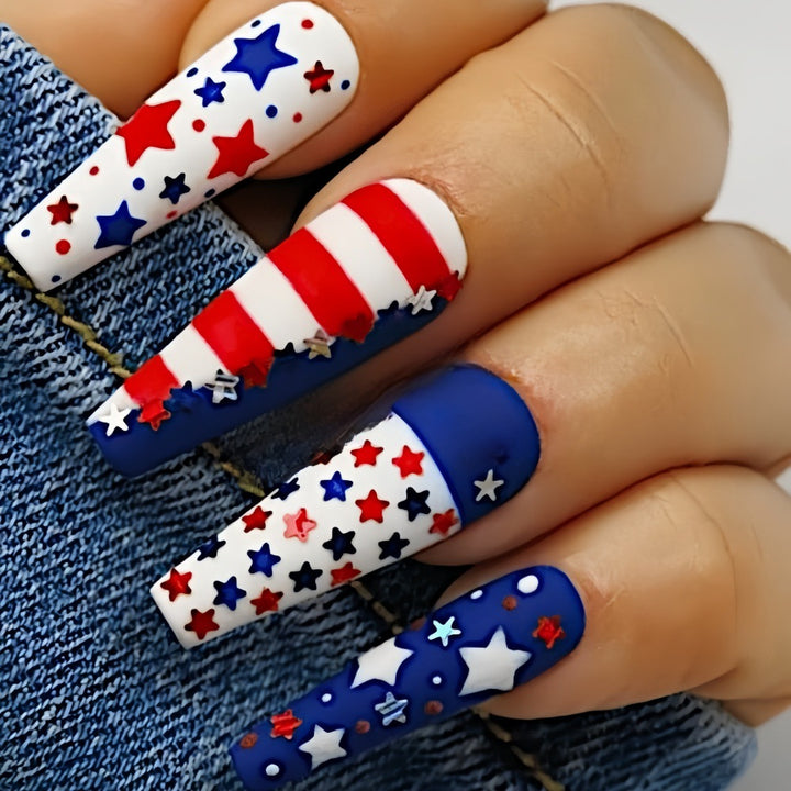 Artificial nails with patriotic star design Stornfield