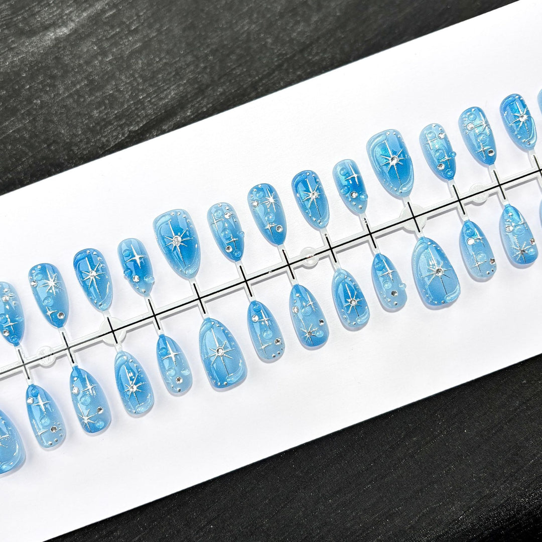 Decorative Press-On Nail Art Set with Star Accents