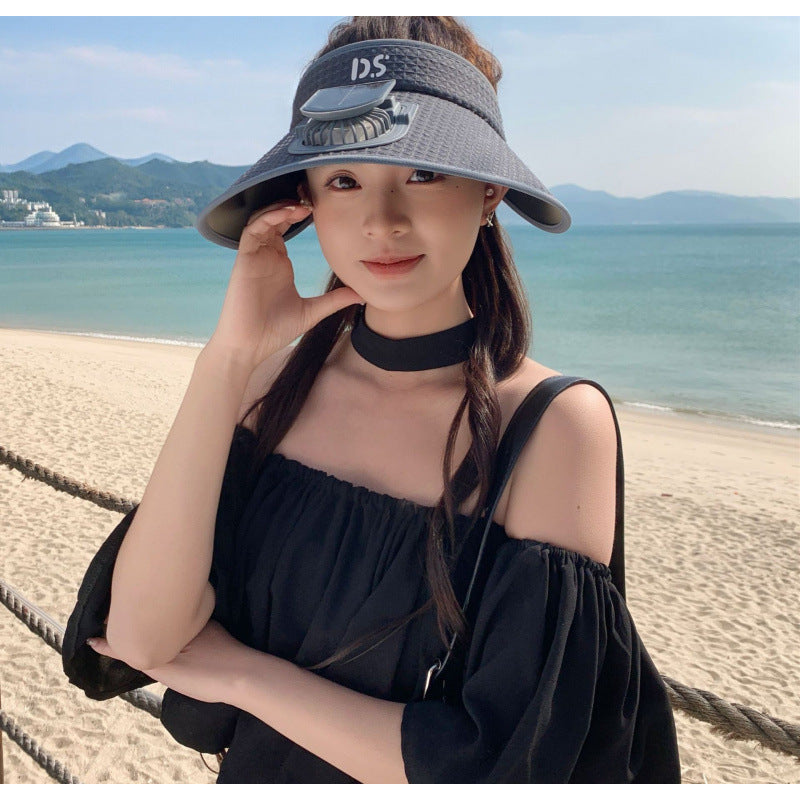 adjustable sun visor with integrated mini fan and UV protection Stornfield
